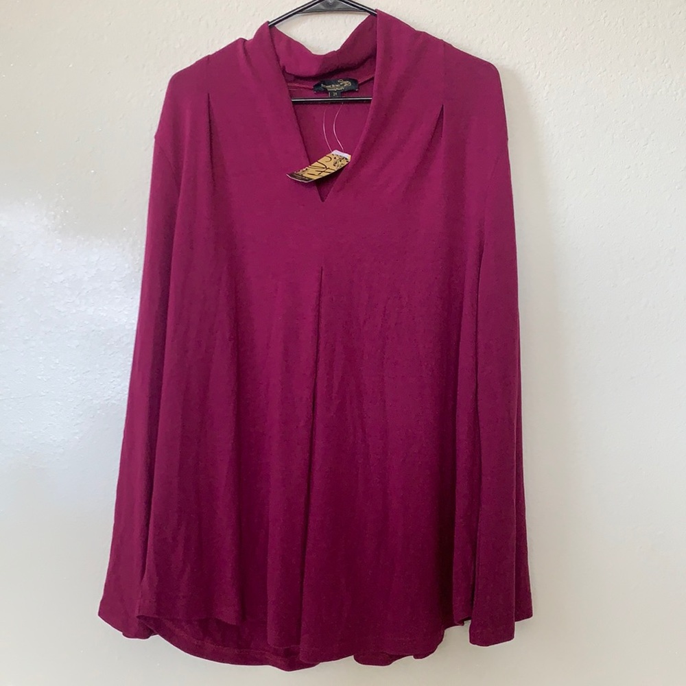 Suzanne Betro. 2X. Eggplant. Long sleeve blouse. NWT.
